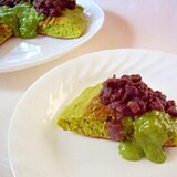 抹茶ホットケーキ、抹茶クリームあんこ添え